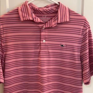 Vineyard Vines pink/blue striped golf polo, small!